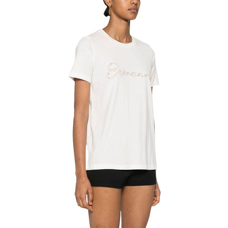 ERMANNO SCERVINO bijela ženska majica sa vezenim logom od perlica