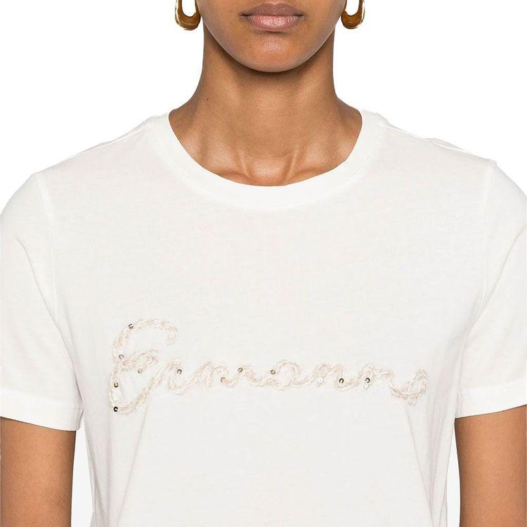 ERMANNO SCERVINO bijela ženska majica sa vezenim logom od perlica