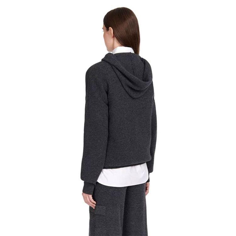 ERMANNO SCERVINO sivi ženski džemper sa čipkom i kapom