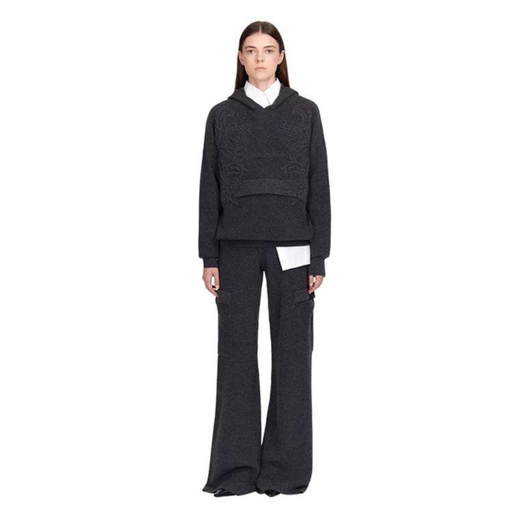 ERMANNO SCERVINO sivi ženski džemper sa čipkom i kapom