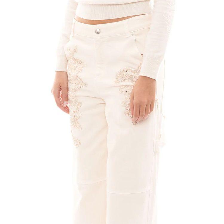 ERMANNO SCERVINO bež ženske pantalone sa vezenim detaljima