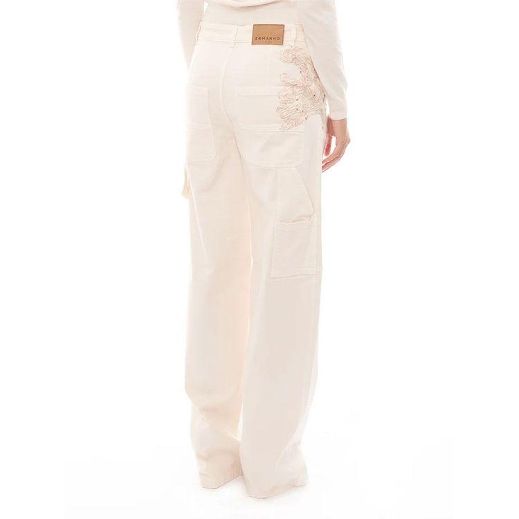 ERMANNO SCERVINO bež ženske pantalone sa vezenim detaljima