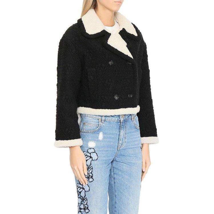 ERMANNO SCERVINO crna kraća ženska jakna sa duplim kopčanjem