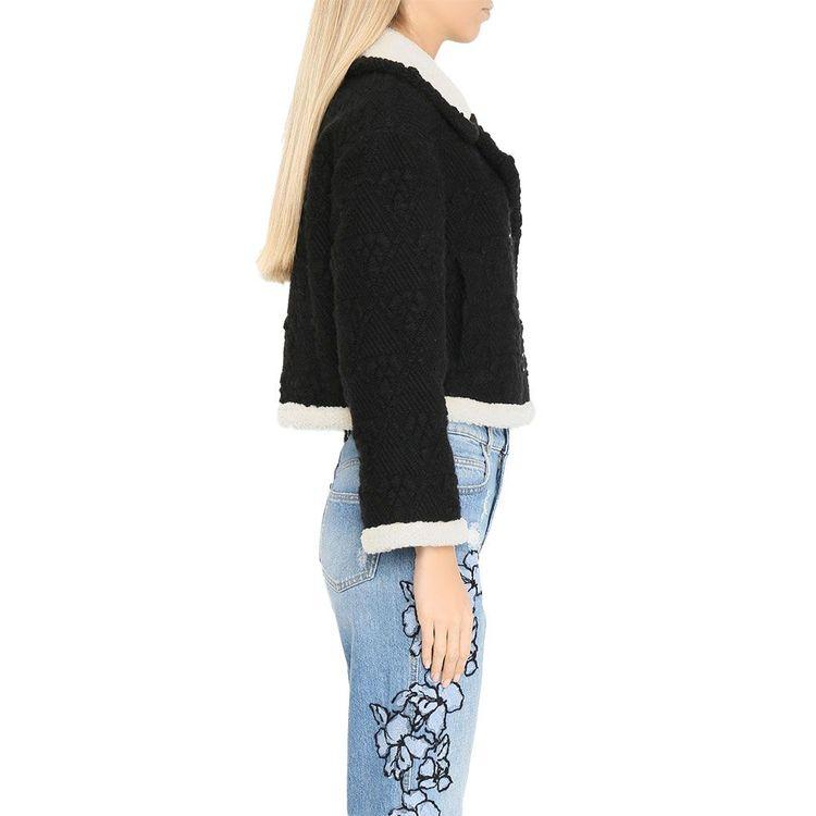 ERMANNO SCERVINO crna kraća ženska jakna sa duplim kopčanjem