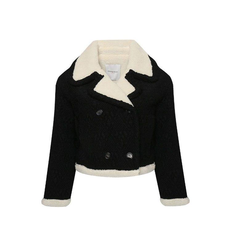 ERMANNO SCERVINO crna kraća ženska jakna sa duplim kopčanjem