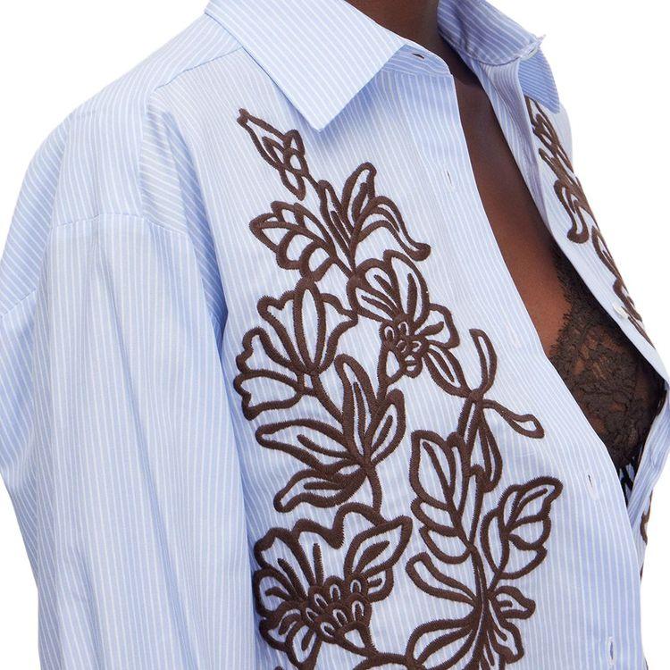 ERMANNO SCERVINO plavo-bijela ženska prugasta košulja sa vezenim detaljima