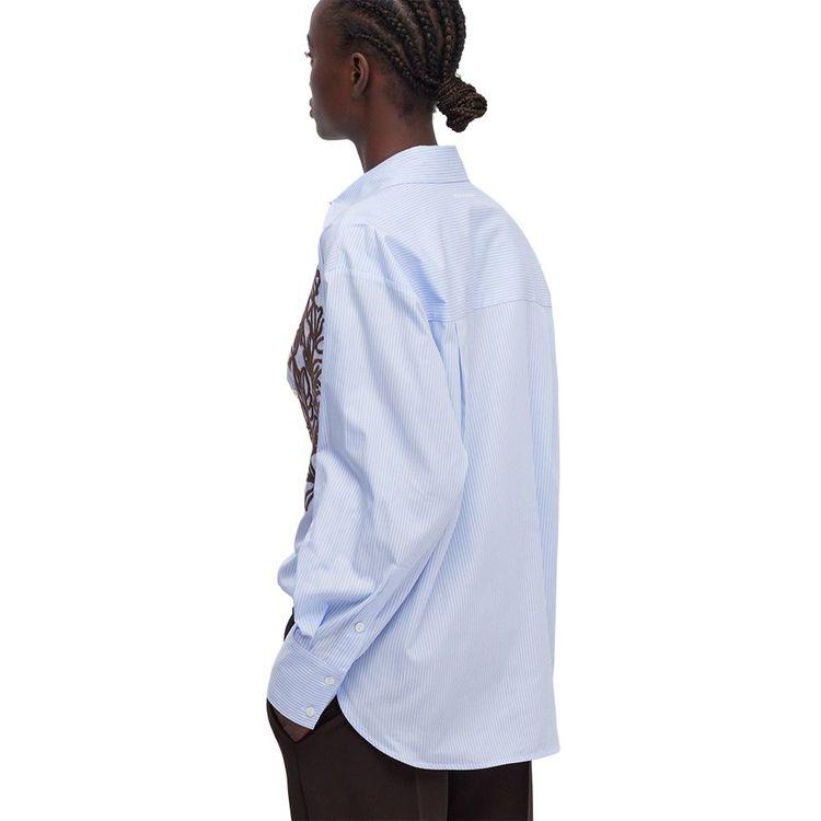 ERMANNO SCERVINO plavo-bijela ženska prugasta košulja sa vezenim detaljima