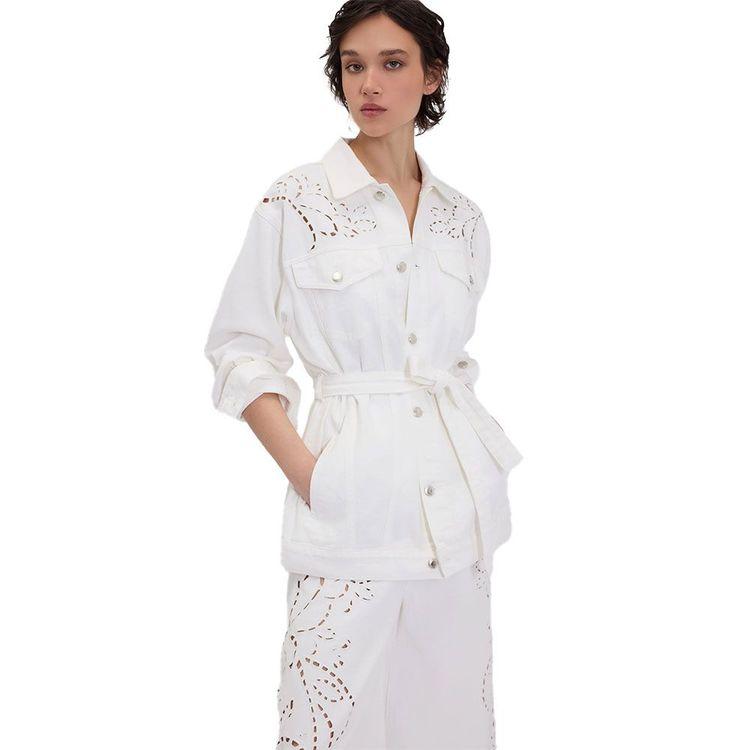 ERMANNO SCERVINO bijela ženska jakna sa vezenim detaljima