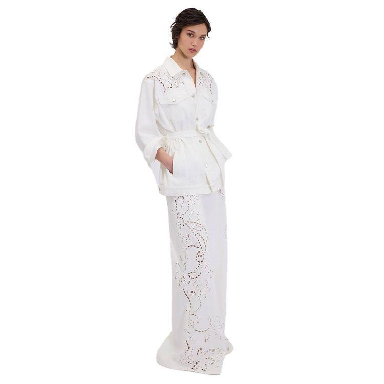 ERMANNO SCERVINO bijela ženska jakna sa vezenim detaljima