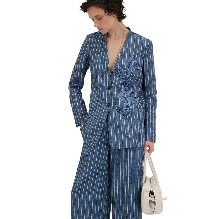 ERMANNO SCERVINO denim ženski prugasti sako