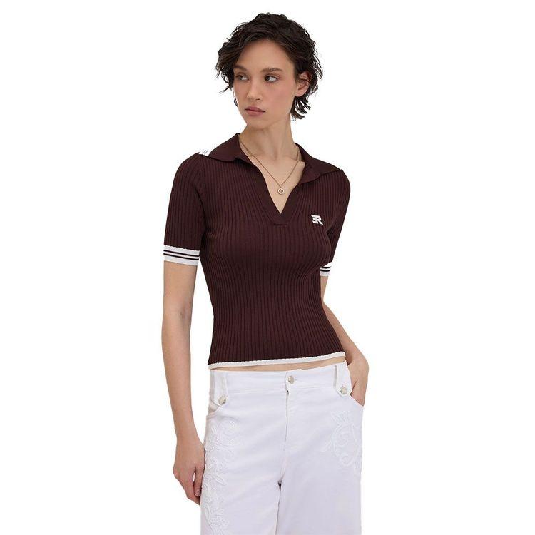 ERMANNO SCERVINO braon-bijela polo ženska majica