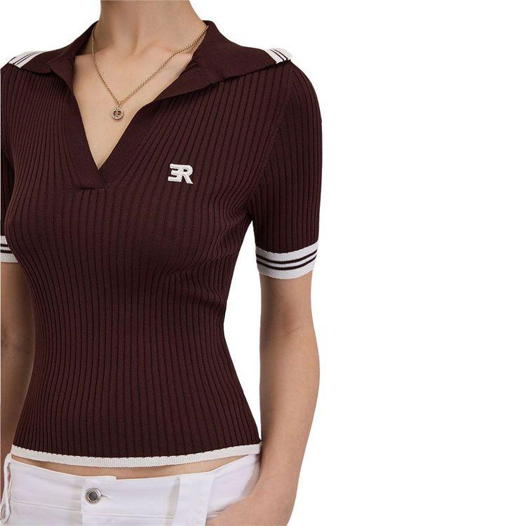 ERMANNO SCERVINO braon-bijela polo ženska majica