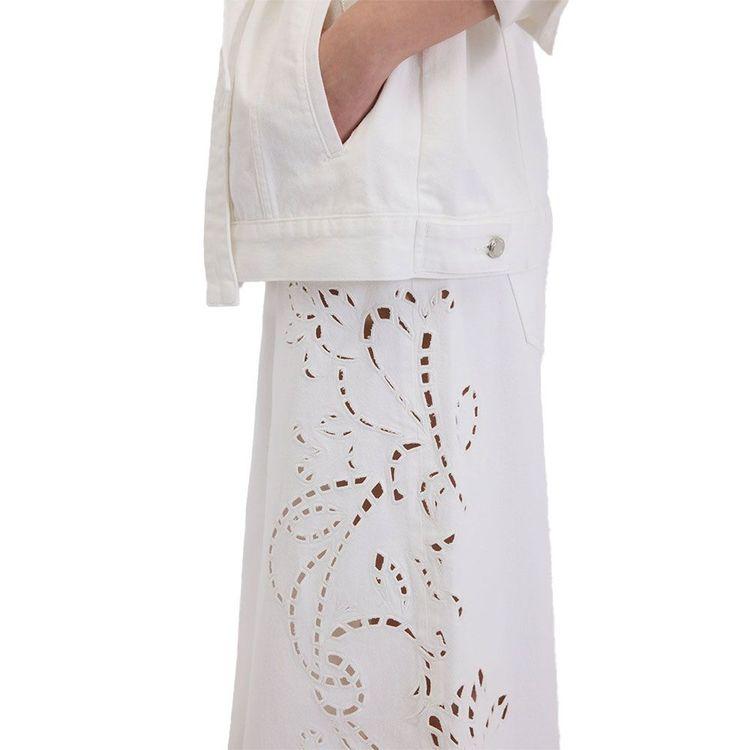 ERMANNO SCERVINO bijele ženske široke pantalone sa vezenim detaljima