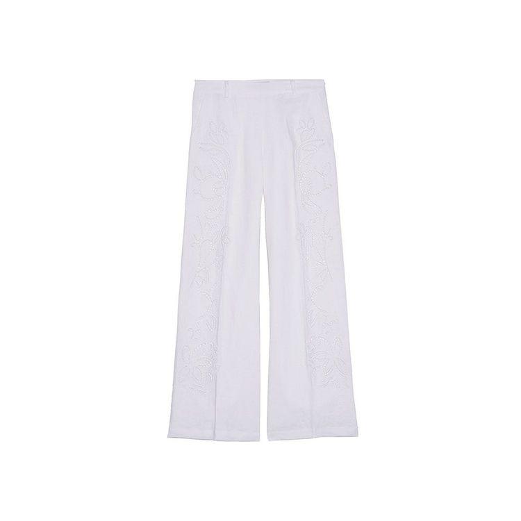 ERMANNO SCERVINO bijele ženske lanene pantalone sa vezom