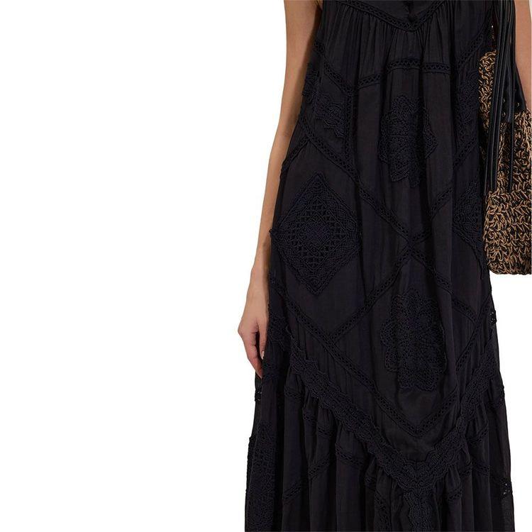 ERMANNO SCERVINO crna ženska duga haljina sa vezenim detaljima