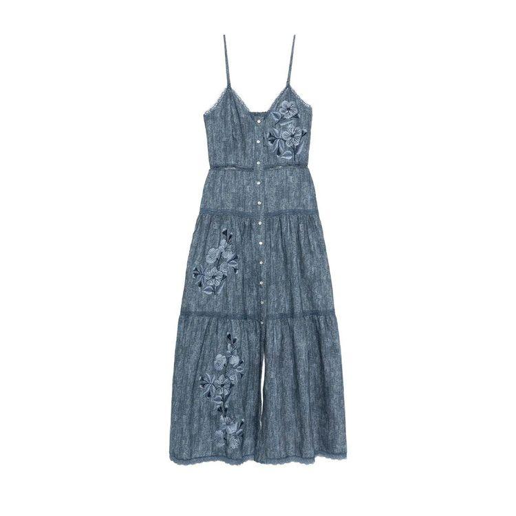 ERMANNO SCERVINO denim haljina sa cvjetnim čipkanim vezom