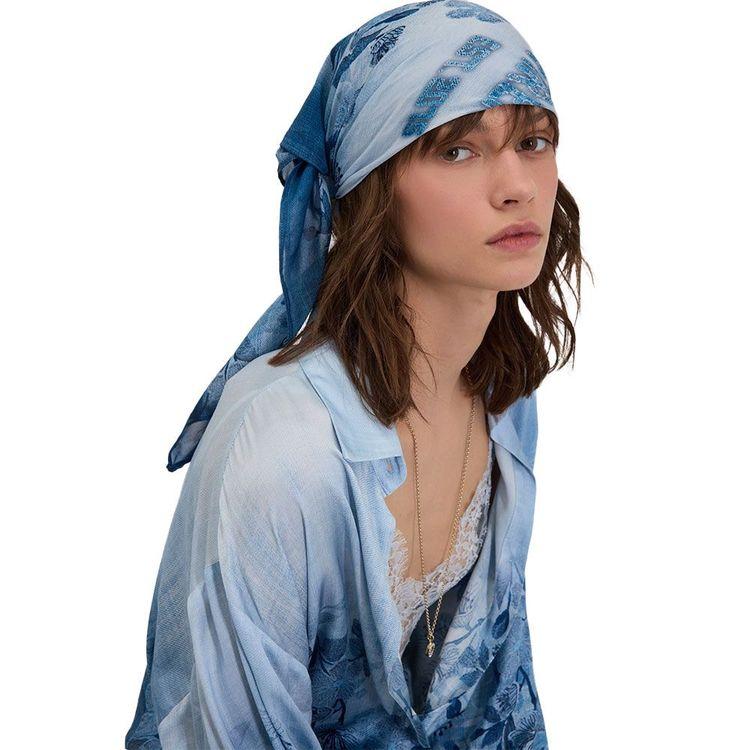 ERMANNO SCERVINO denim ženska marama sa cvjetnim printom