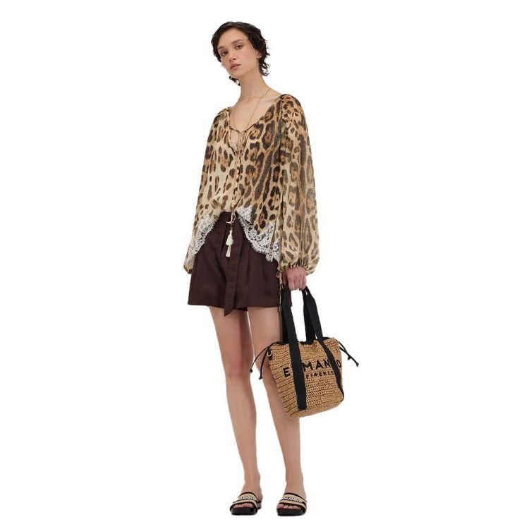 ERMANNO SCERVINO leopard ženska bluza sa čipkanim detaljima