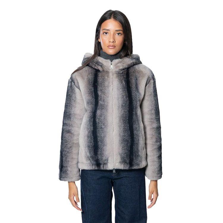 ERMANNO SCERVINO sivo crna ženska bunda sa kapuljačom