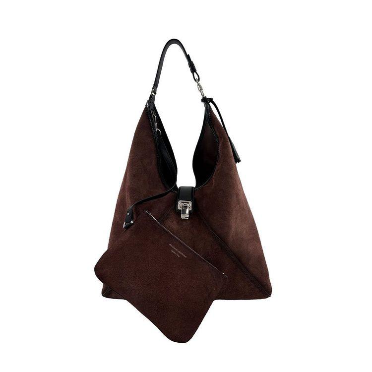 ERMANNO SCERVINO Clio Hobo Large tamno braon tašna od antilopa