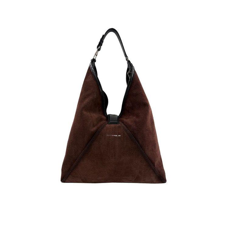 ERMANNO SCERVINO Clio Hobo Large tamno braon tašna od antilopa