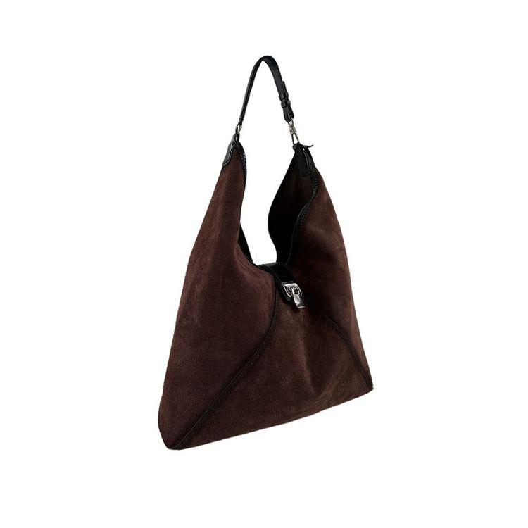 ERMANNO SCERVINO Clio Hobo Large tamno braon tašna od antilopa
