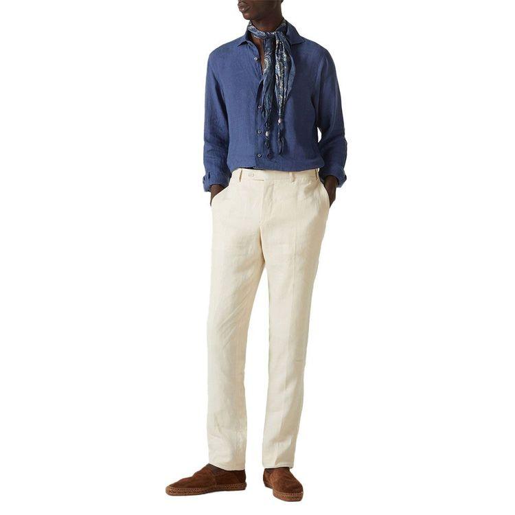 FEDELI teget muška lanena košulja