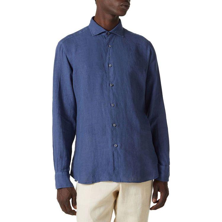 FEDELI teget muška lanena košulja