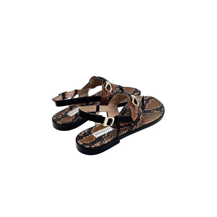 FRATELLI ROSSETTI braon ženske sandale sa zmijskim printom