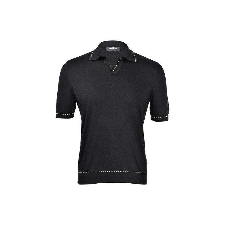 GRAN SASSO crna polo muška majica sa bijelim detaljima 