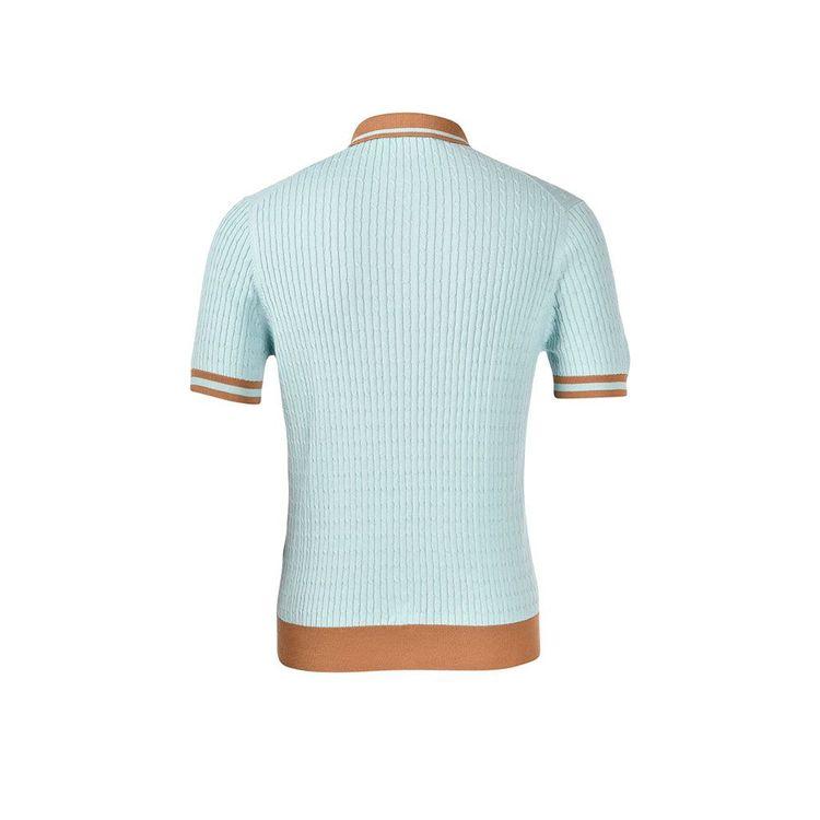 GRAN SASSO tirkizna polo muška končana majica sa braon kragnom i ranflama