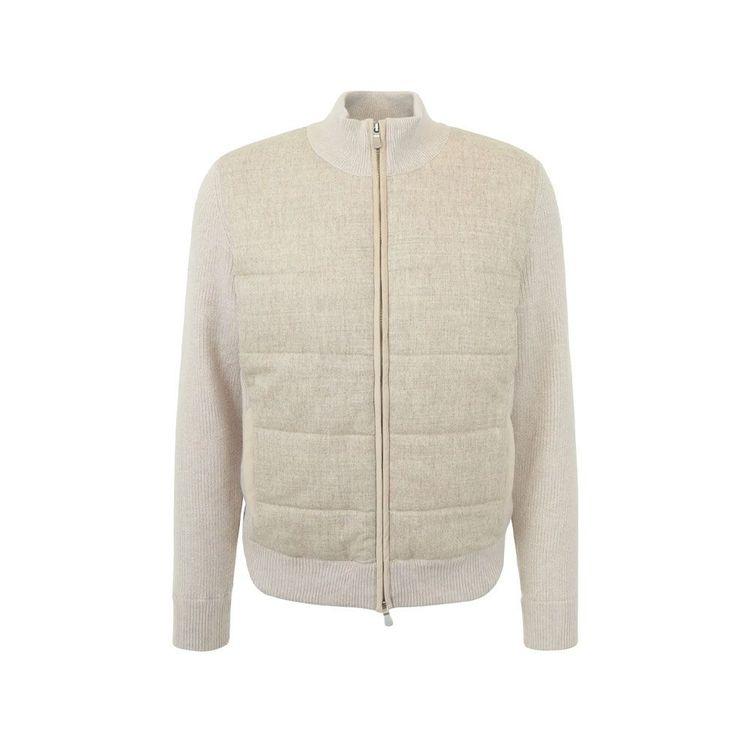 GRAN SASSO bež muška štepana jakna sa pletenim rukavima