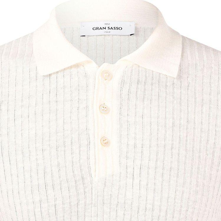 GRAN SASSO bijela polo muška rebrasta majica