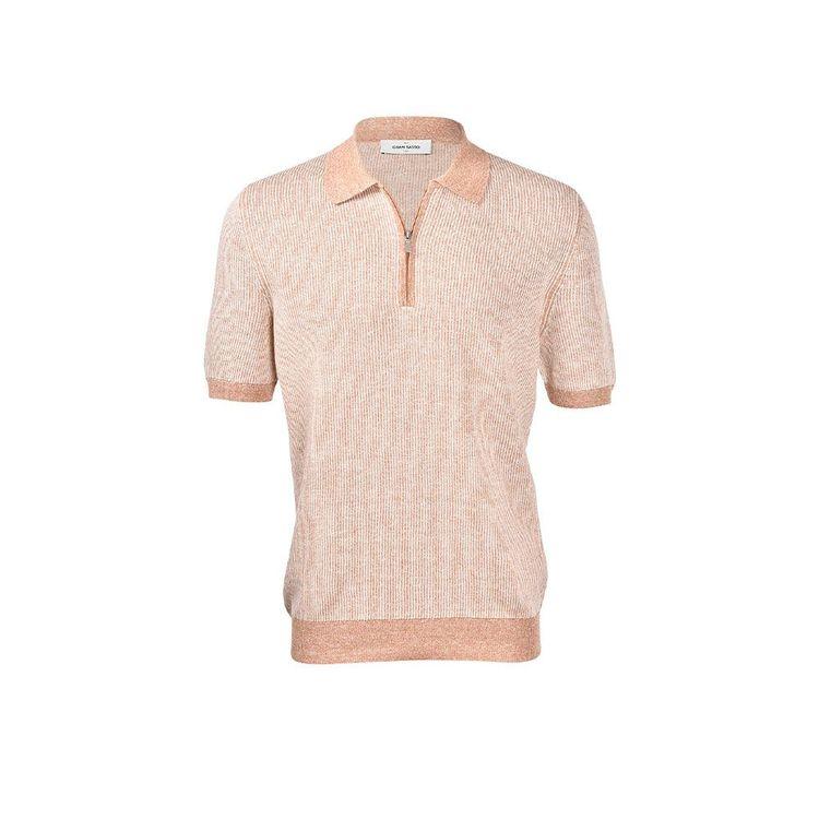 GRAN SASSO svijetlo braon polo muška rebrasta majica