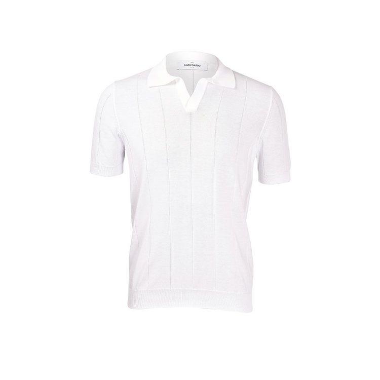 GRAN SASSO bijela polo muška rebrasta 