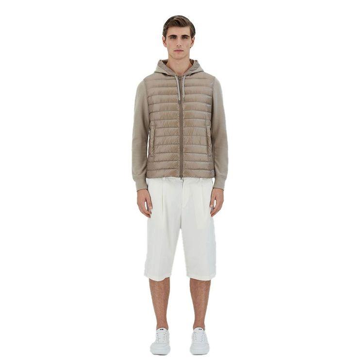 HERNO tamno bež bomber muška štepana jakna sa kapuljačom