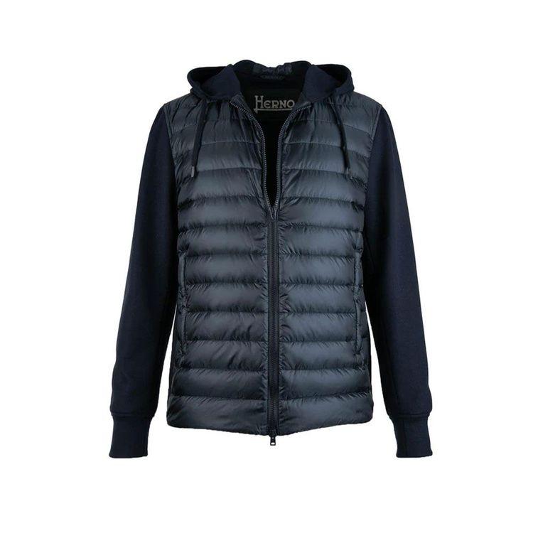 HERNO teget muška štepana jakna sa kapuljačom