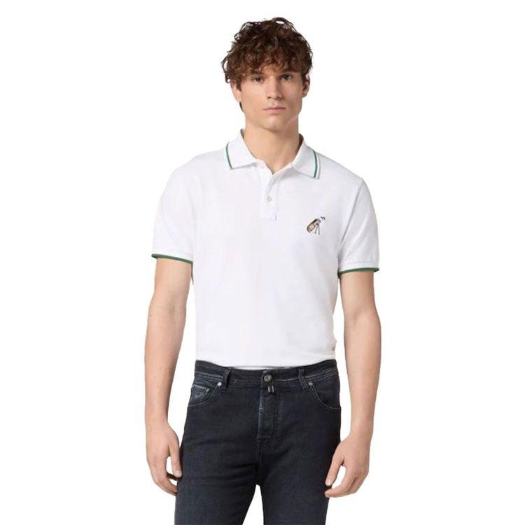 JACOB COHEN bijela polo muška majica sa izvezenim golf motivom