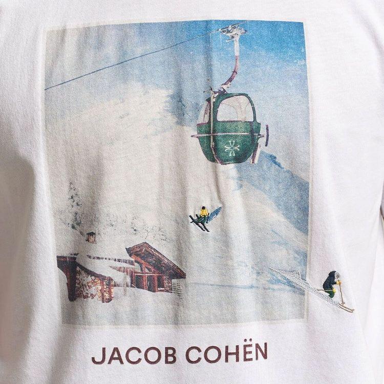 JACOB COHEN bijela muška majica sa „Après Ski“ printom
