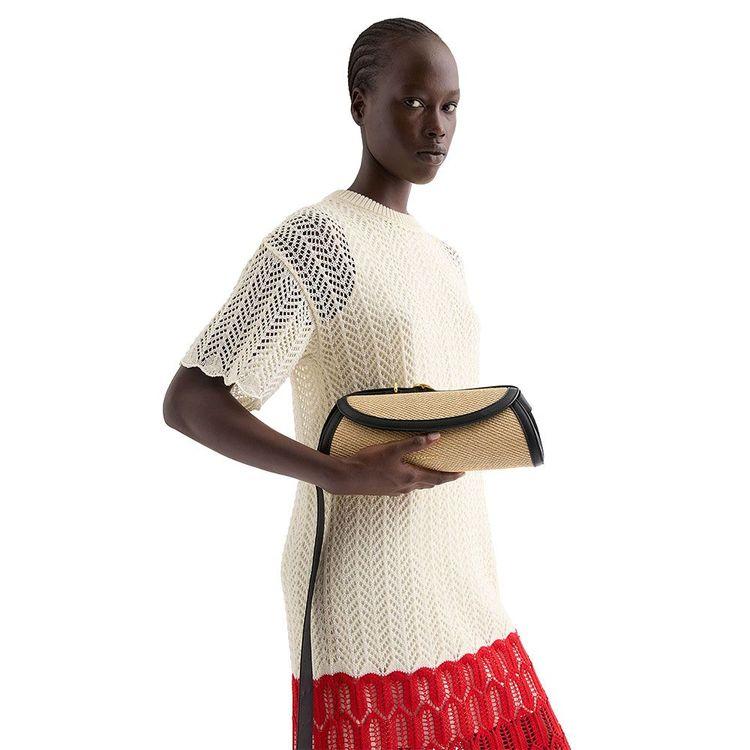 JIL SANDER Cannolo bež ženska tašna od rafije 