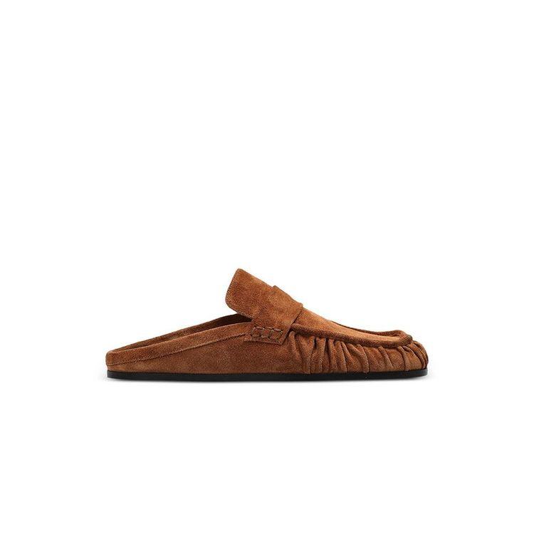 JIL SANDER braon ženske papuče od nabranog antilopa