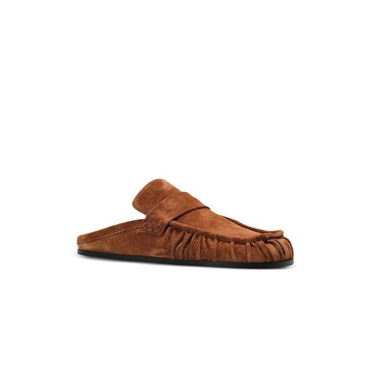 JIL SANDER braon ženske papuče od nabranog antilopa