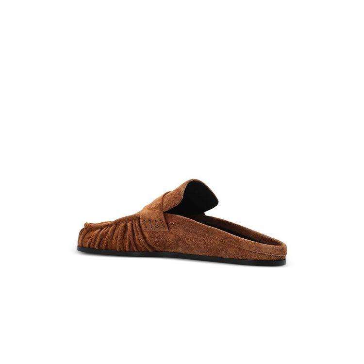 JIL SANDER braon ženske papuče od nabranog antilopa