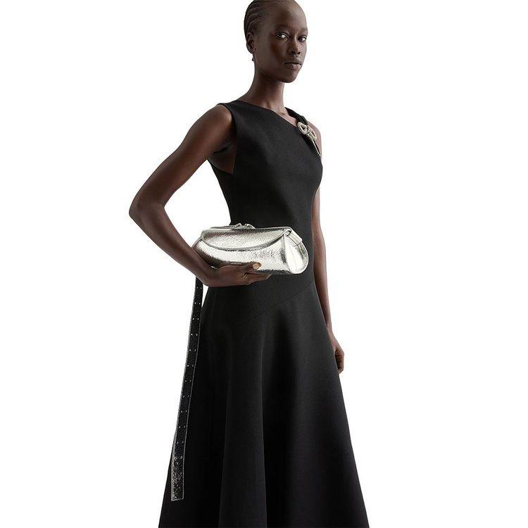 JIL SANDER Cannolo srebrna ženska tašna od kože