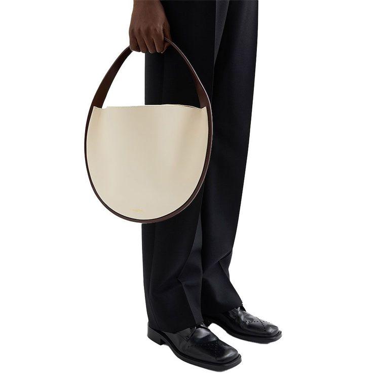 JIL SANDER Pivot Hobo svijetlo bež ženska tašna sa braon obodom