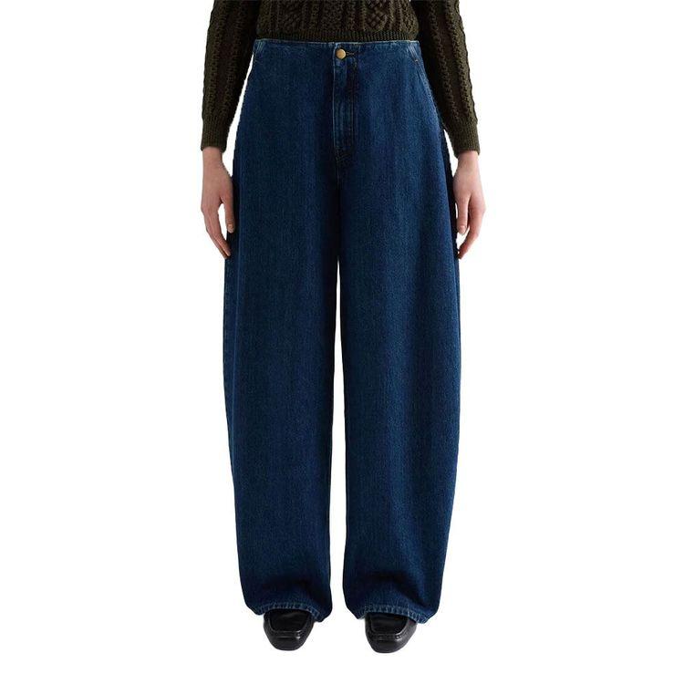 JIL SANDER tamni teksas ženske široke farmerice