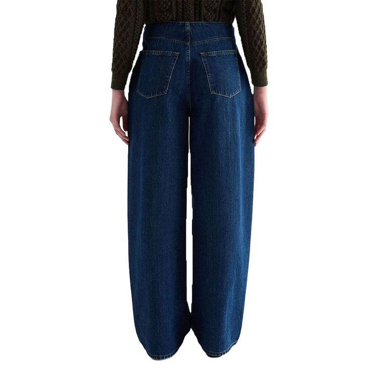 JIL SANDER tamni teksas ženske široke farmerice