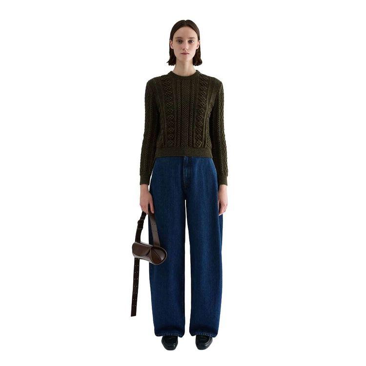 JIL SANDER tamni teksas ženske široke farmerice