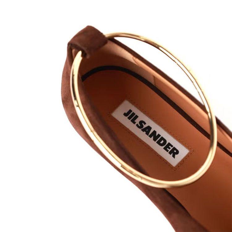JIL SANDER braon ženske cipele od antilopa sa zlatnom alkom