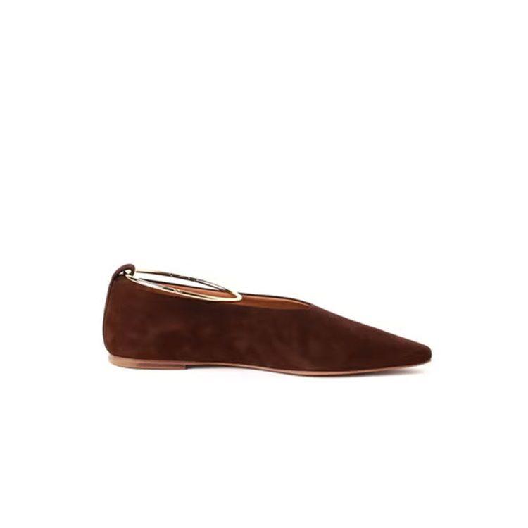 JIL SANDER braon ženske cipele od antilopa sa zlatnom alkom
